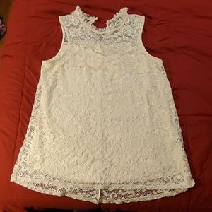 Women's mock neck lace tank